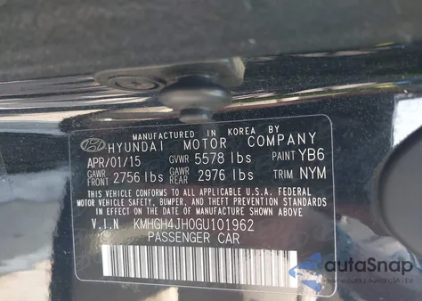 2016 Hyundai Equus Signature from USA, damaged, VIN KMHGH4JH0GU101962